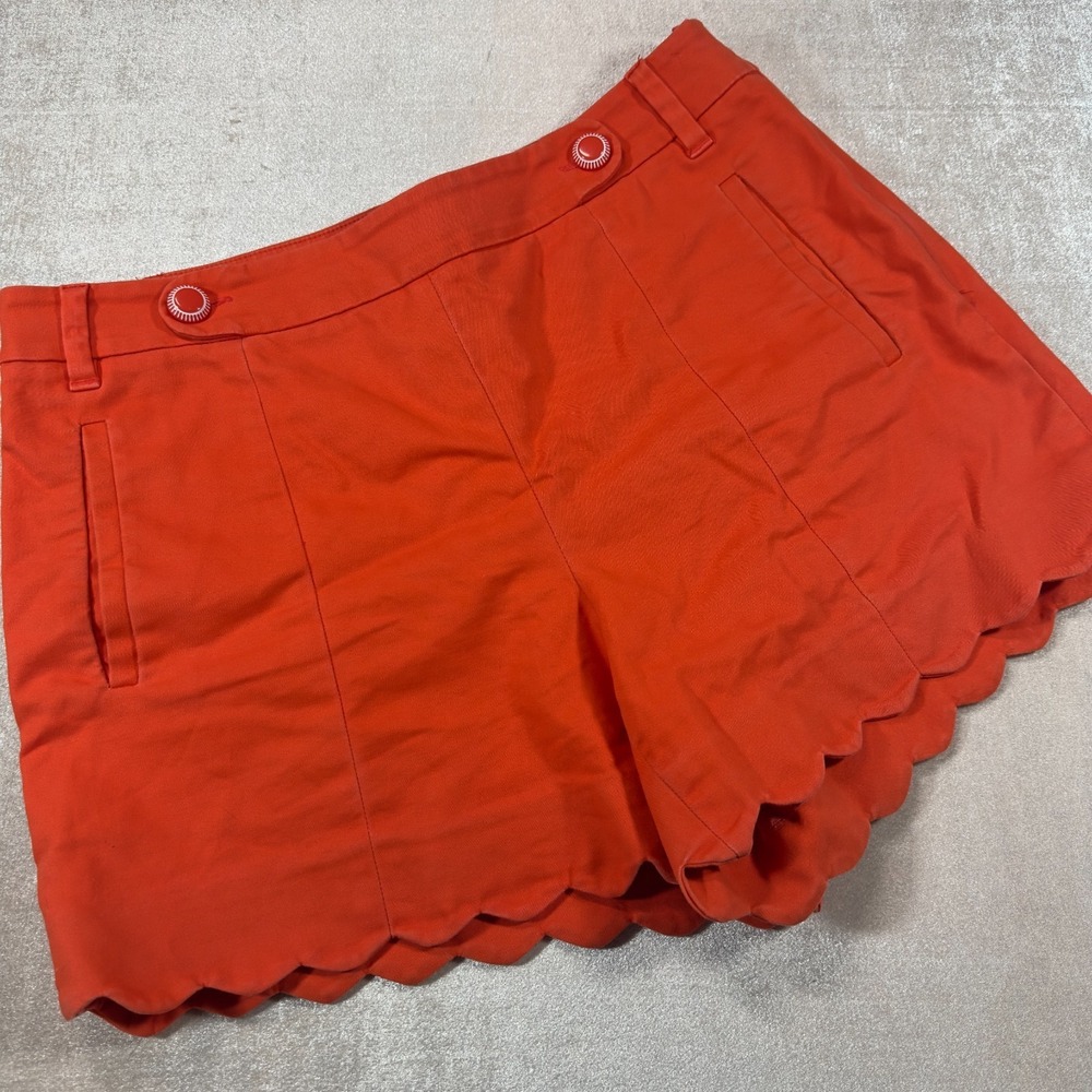 Cartonnier Anthropologie Scalloped Hem Shorts Womens Size 0 Orange Cotton